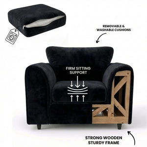 Velvet armchair black