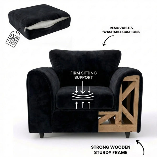 Velvet armchair black