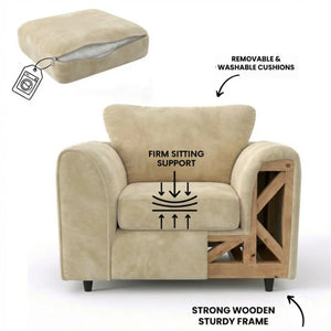 Velvet armchair cream