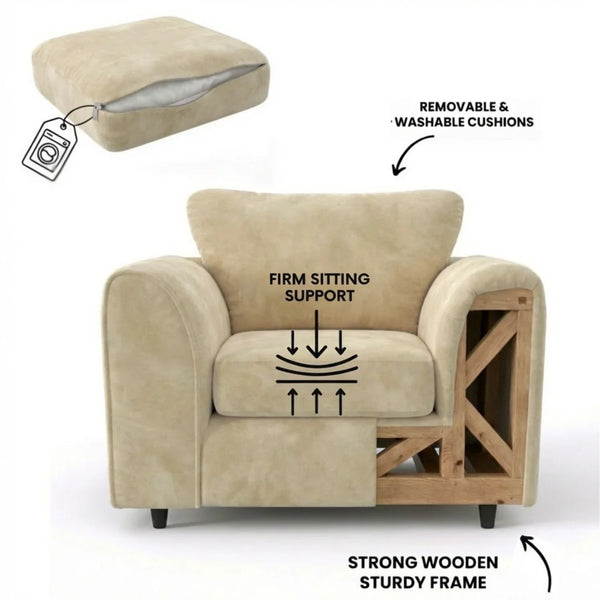 Velvet armchair cream