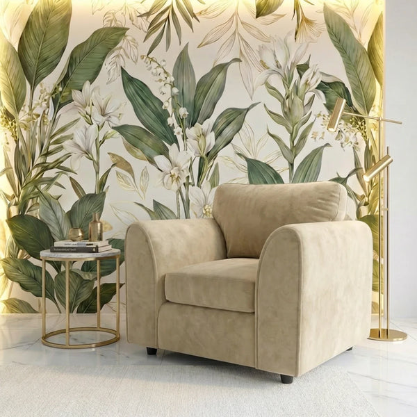 Velvet armchair cream