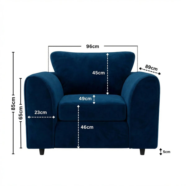 Velvet armchair midnight blue