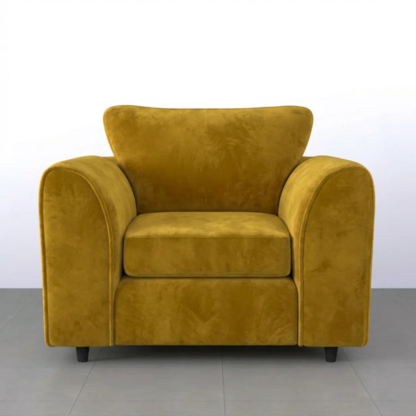 Velvet armchair mustard