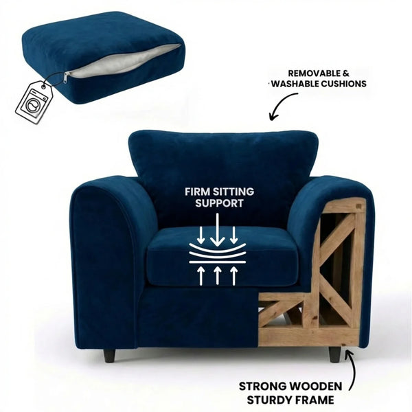 Velvet armchair midnight blue