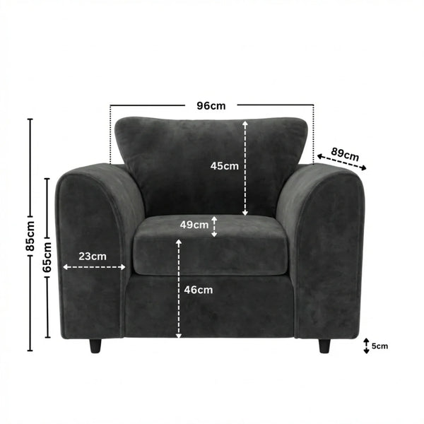 Velvet armchair dark grey
