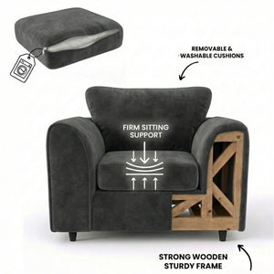 Velvet armchair dark grey