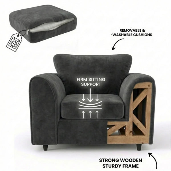 Velvet armchair dark grey
