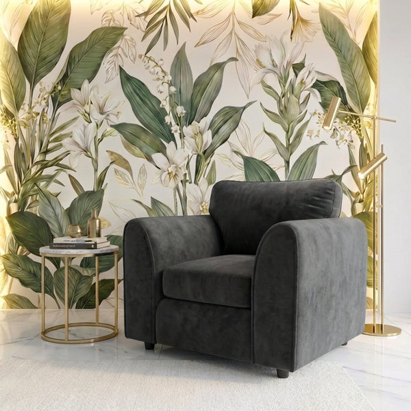 Velvet armchair dark grey