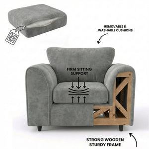 Velvet armchair light grey