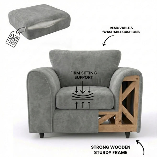 Velvet armchair light grey