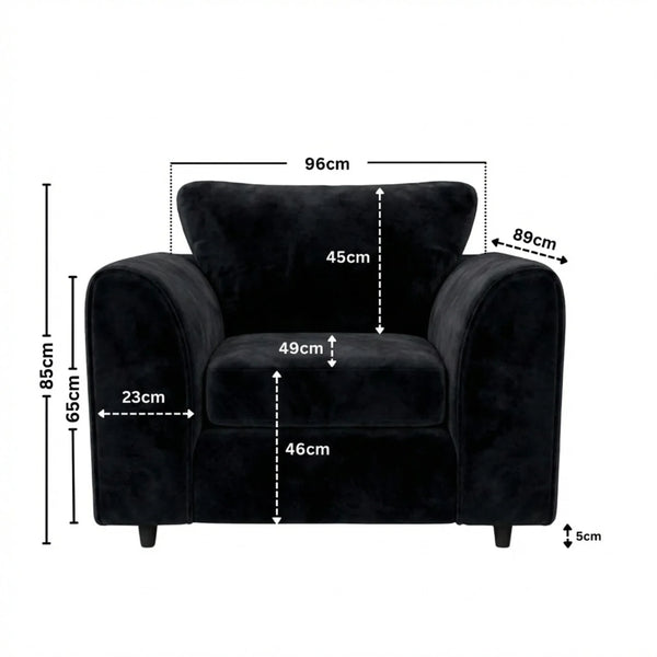 Velvet armchair black