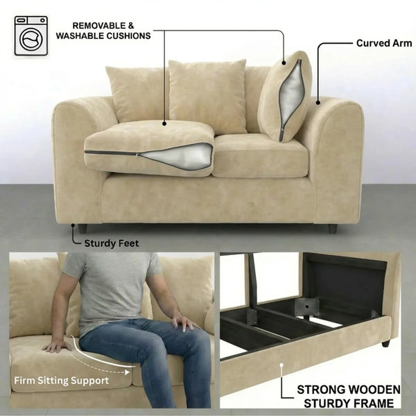 velvet 3 seater Cream