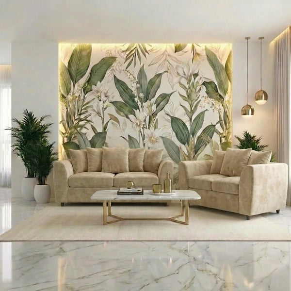 velvet 3 seater Cream