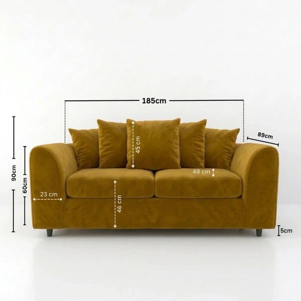velvet 3 seater Mustard
