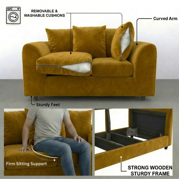 velvet 3 seater Mustard