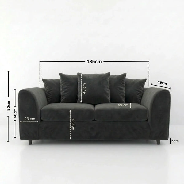 velvet 3 seater Dark Grey
