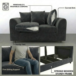 velvet 3 seater Dark Grey