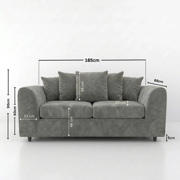 velvet 3 seater Light Grey