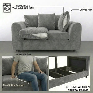 velvet 3 seater light grey