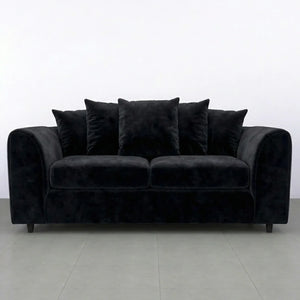velvet 3 seater black