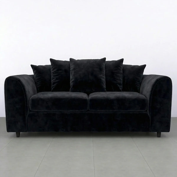 velvet 3 seater black