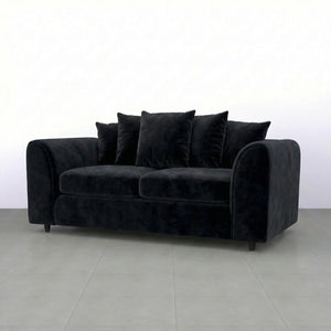 velvet 3 seater black