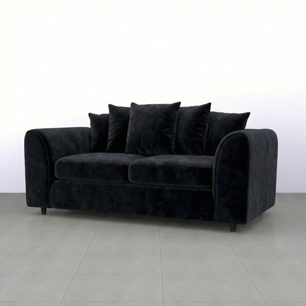 velvet 3 seater black