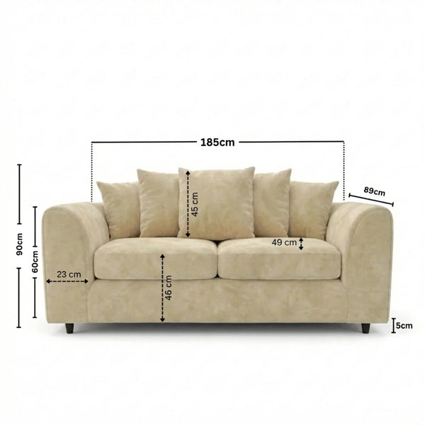 velvet 3 seater Cream