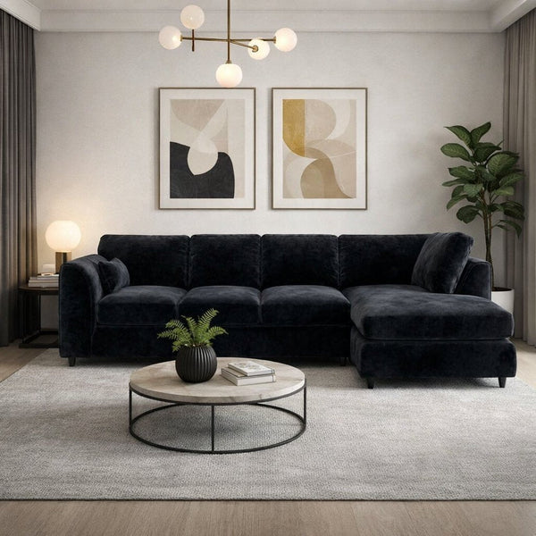 Velvet XL Right Hand Facing Black