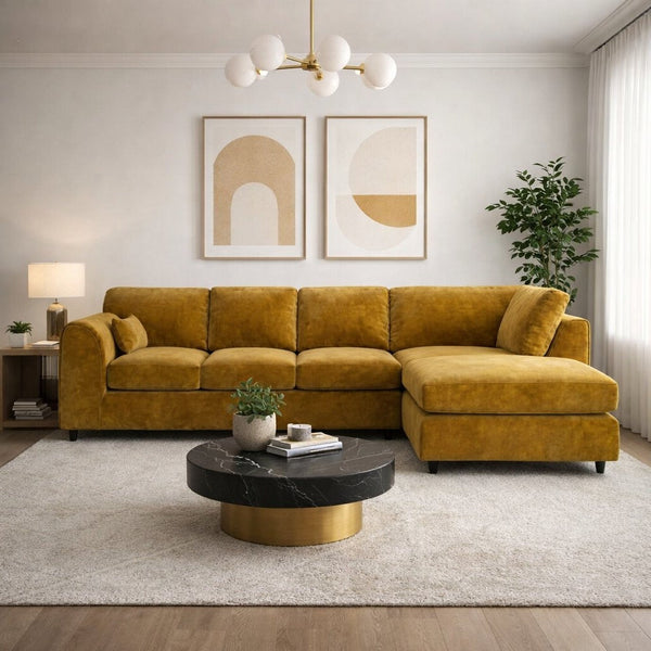 Velvet XL Right Hand Facing Mustard