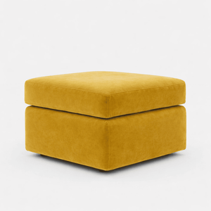 Mustard plush fabric footstool from Gamzo Outlet, designed as a cozy corner sofa accessory for comfortable seating.