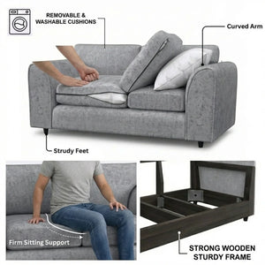 Chenille 2 Seater light grey