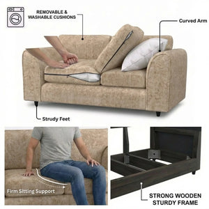 Chenille 2 seater beige