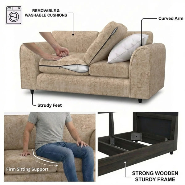 Chenille 2 seater beige