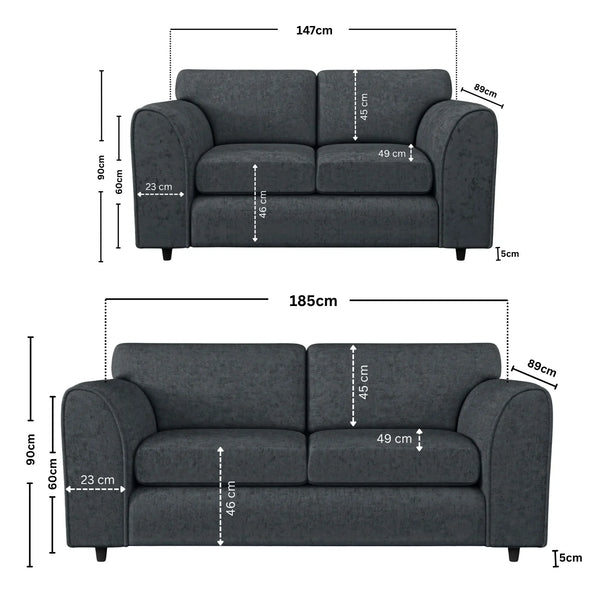 3+2 seater black