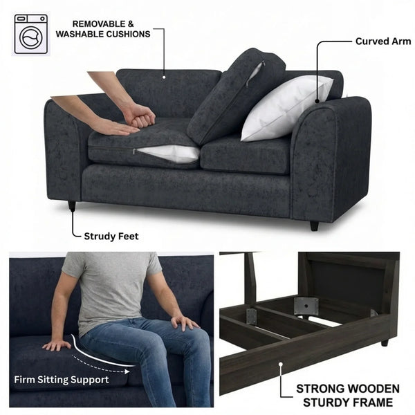 3+2 seater black