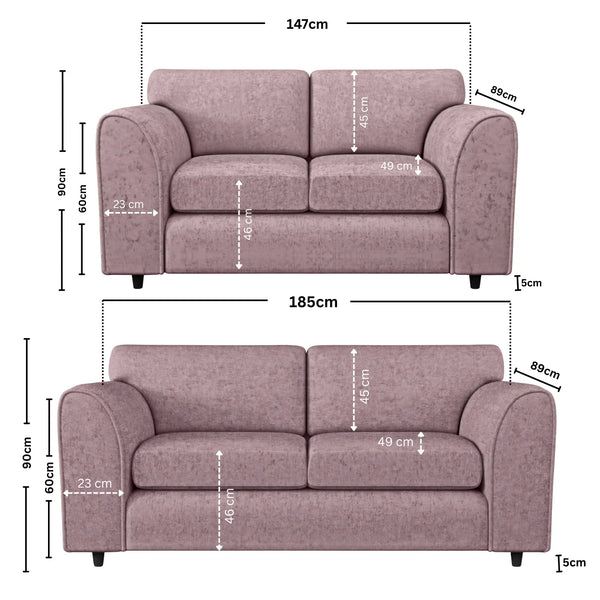 3+2 seater pink