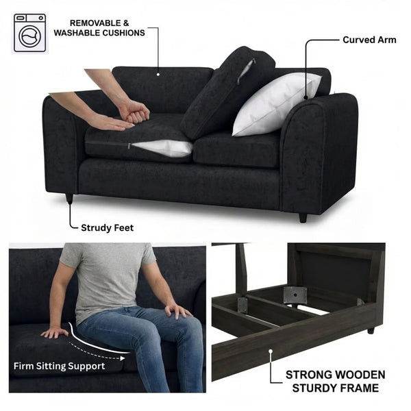 3+2 seater black