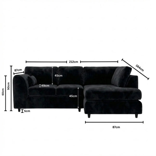 Velvet Right Hand Facing black