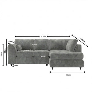 Velvet Right Hand Facing light grey
