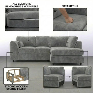 Velvet Right Hand Facing light grey
