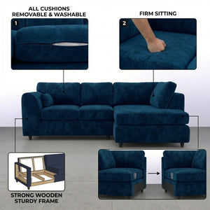 Velvet Right Hand Facing midnight blue