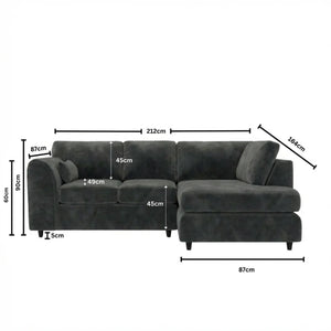 Velvet Right Hand Facing dark grey