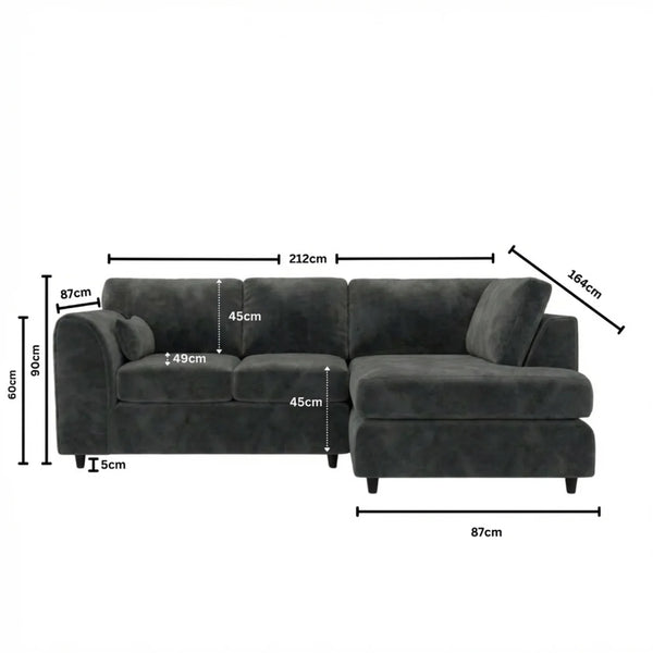 Velvet Right Hand Facing dark grey