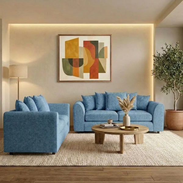 Chenille 3 Seater Sky Blue