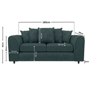 Chenille 3 Seater teal
