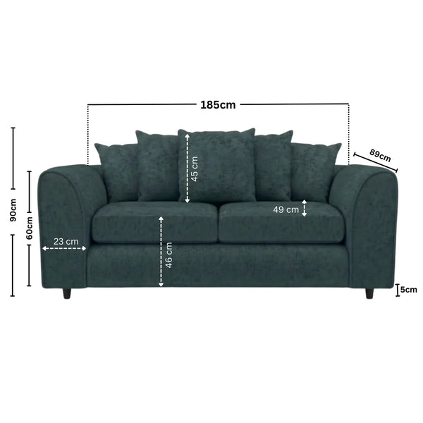 Chenille 3 Seater teal