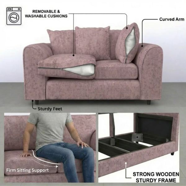 Chenille 3 Seater pink