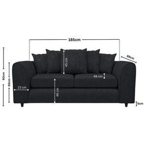 Chenille 3 Seater Black
