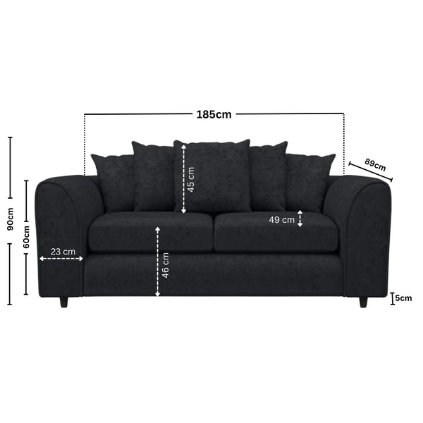 Chenille 3 Seater Black